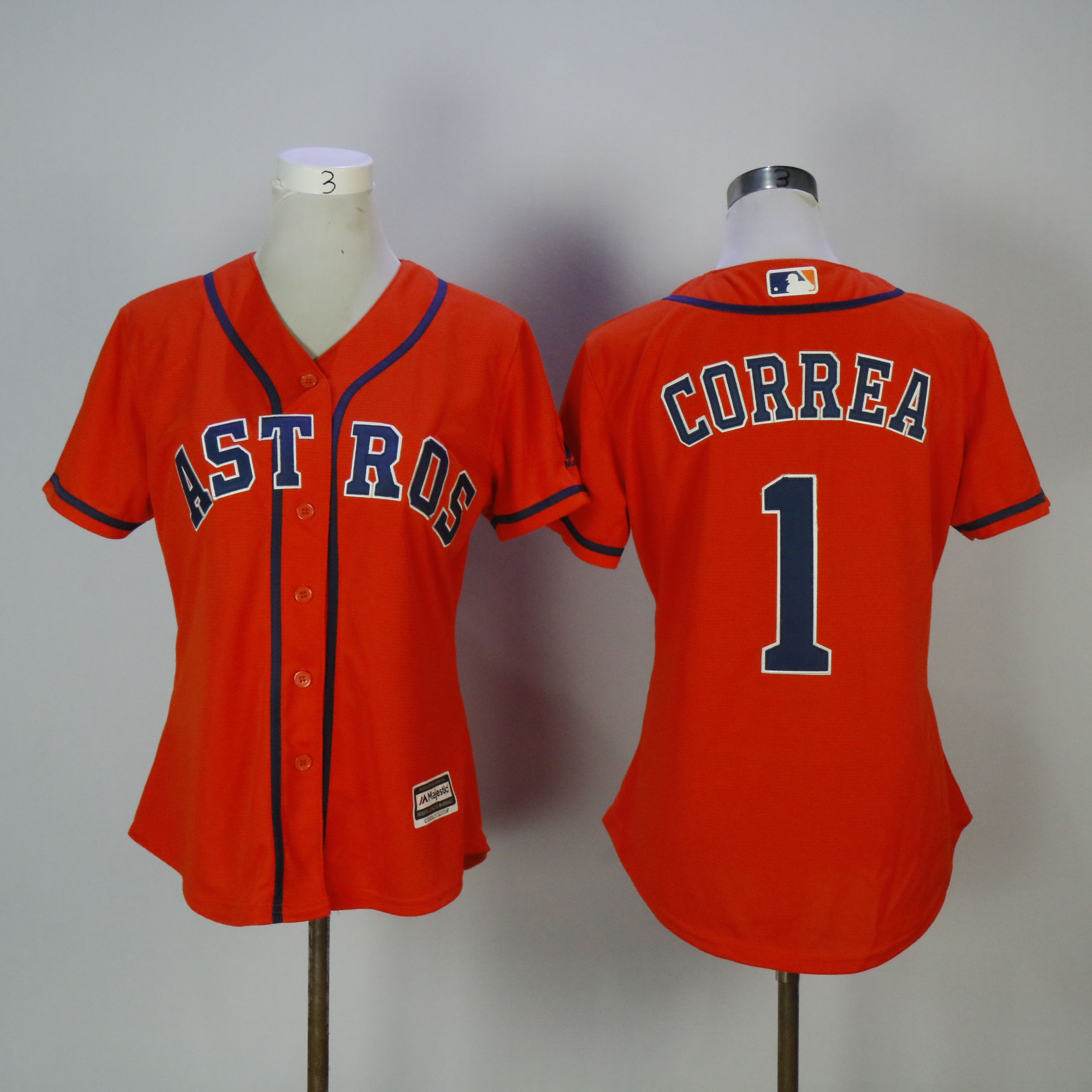 Women Houston Astros #1 Correa Orange MLB Jerseys
